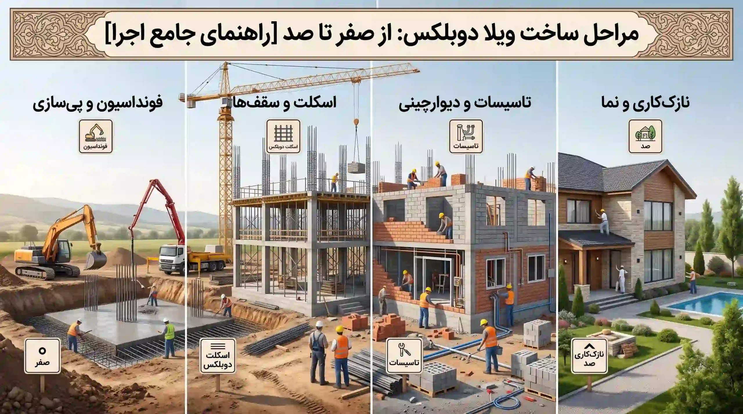 مراحل ساخت ویلا دوبلکس از صفر تا صد [راهنمای جامع اجرا]