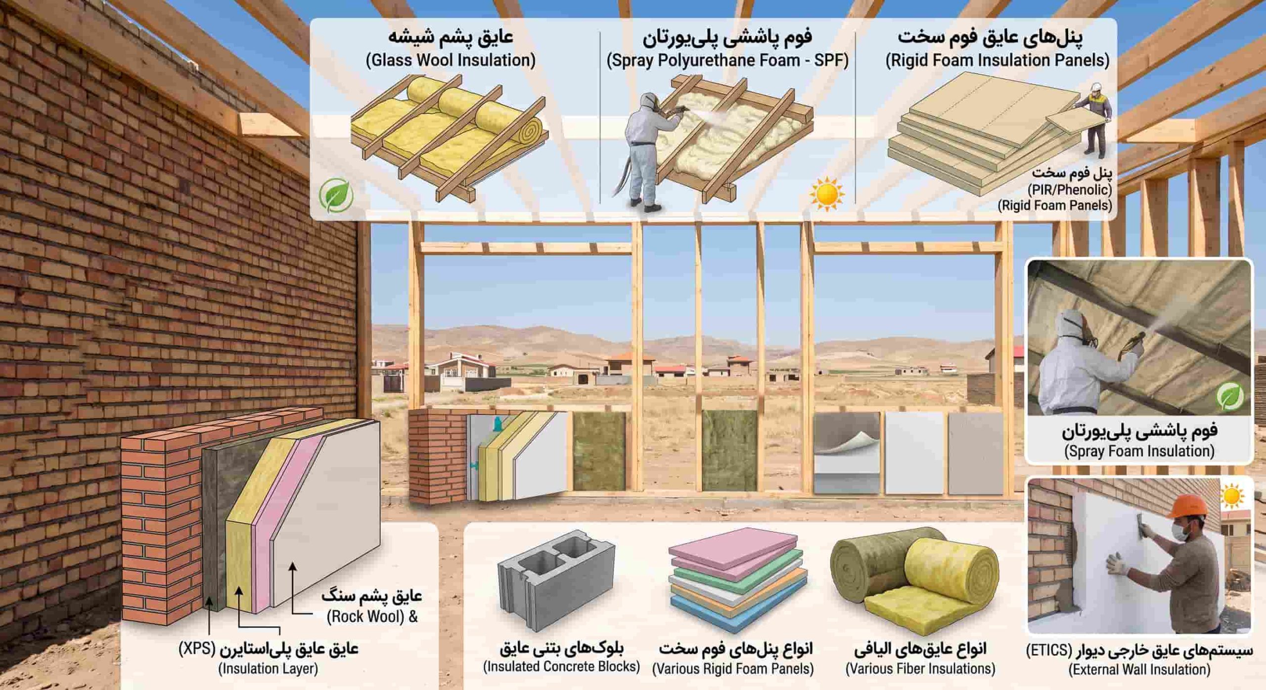 بهترین عایق حرارتی برای سقف و دیوار [بررسی پنل و فوم]