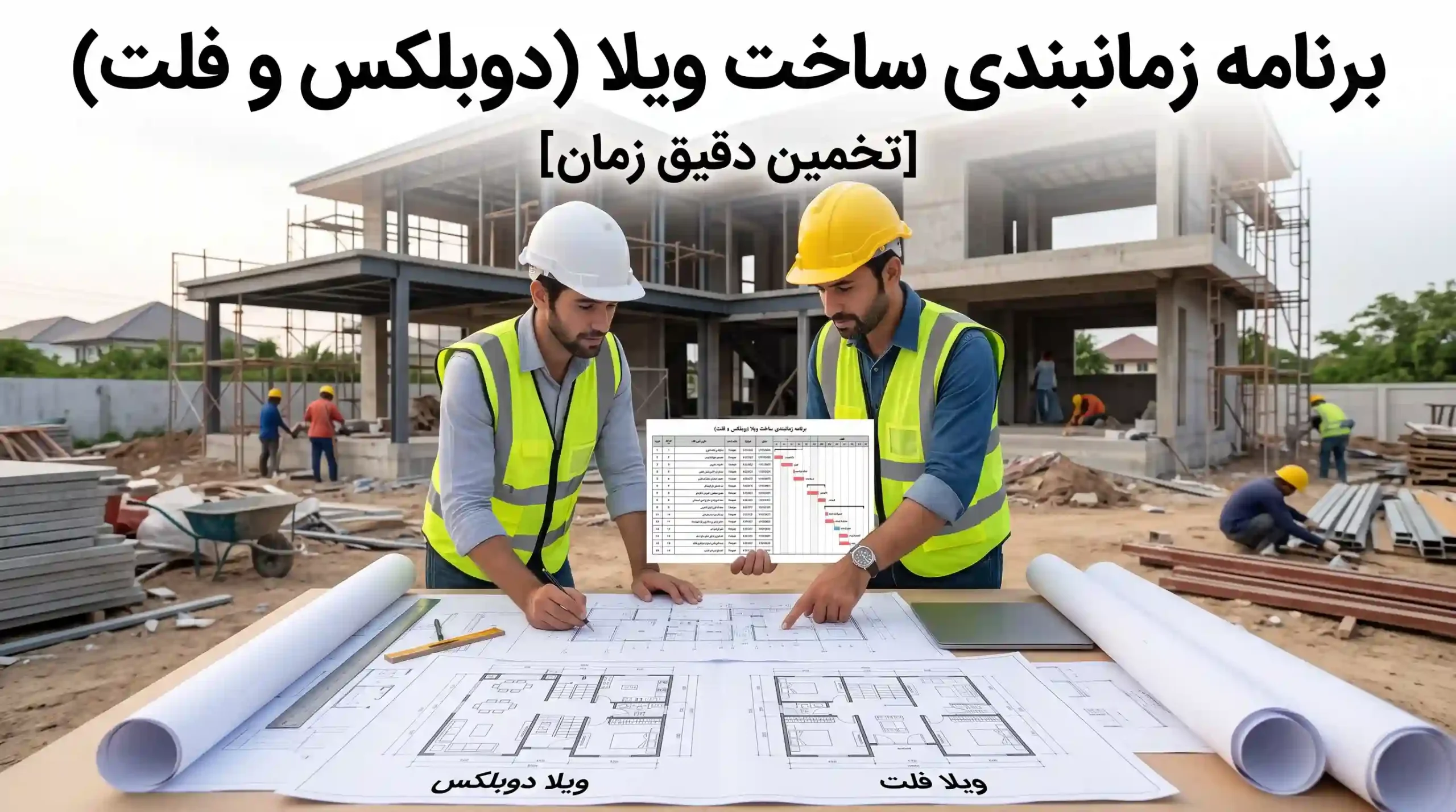 برنامه زمانبندی ساخت ویلا دوبلکس و فلت [تخمین دقیق زمان]