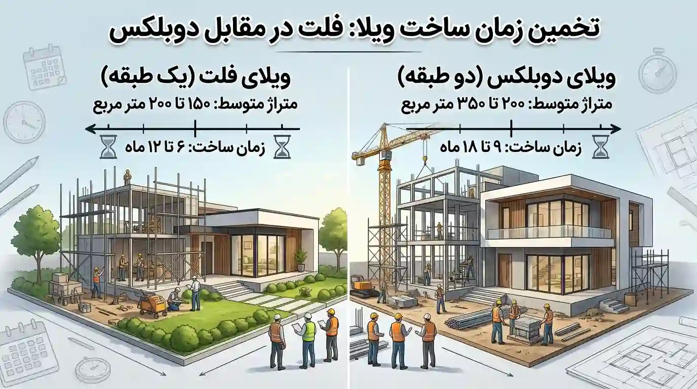 زمان ساخت ویلا فلت و دوبلکس