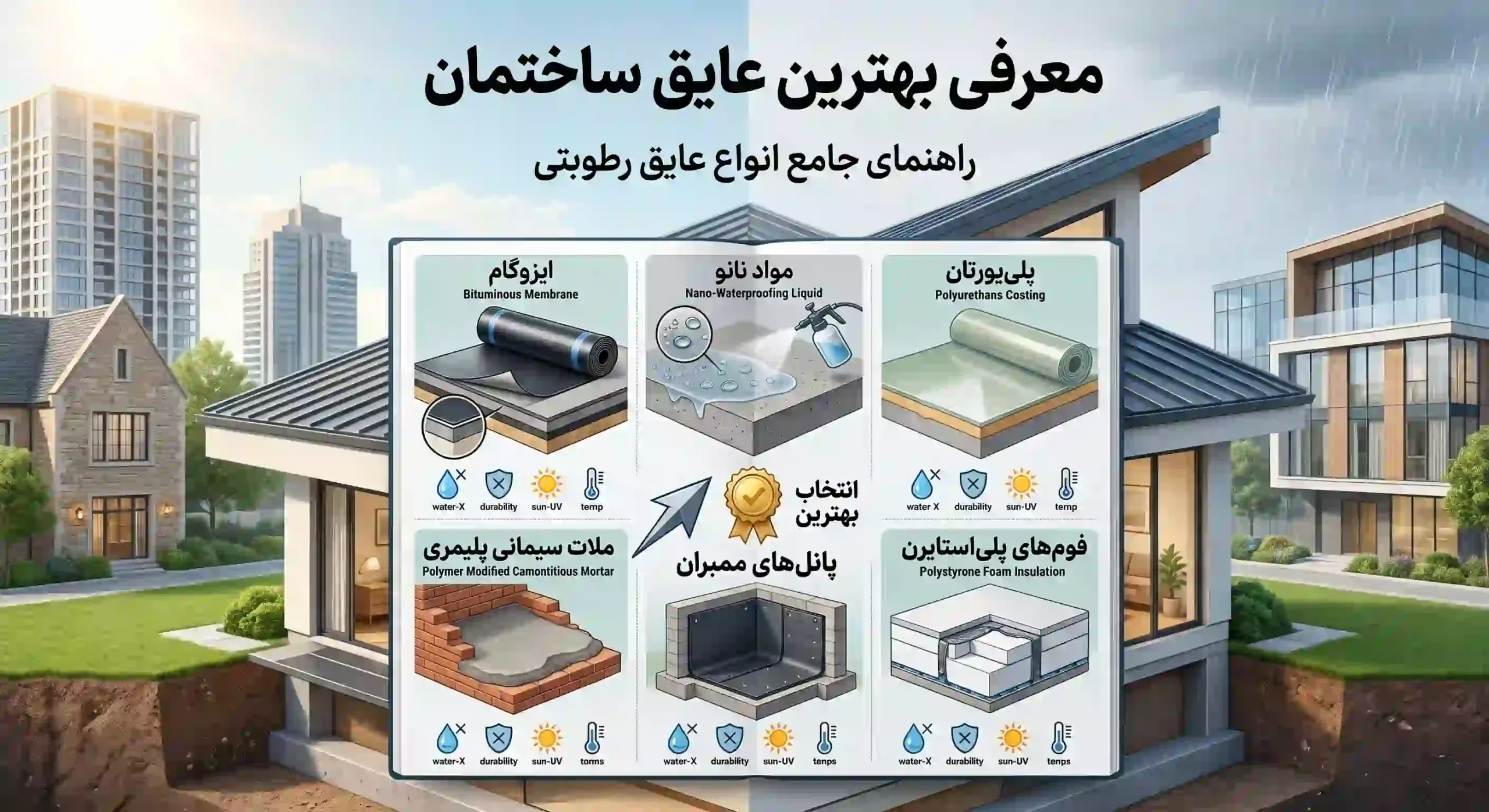 بررسی جامع انواع عایق رطوبتی [معرفی بهترین عایق ساختمان]