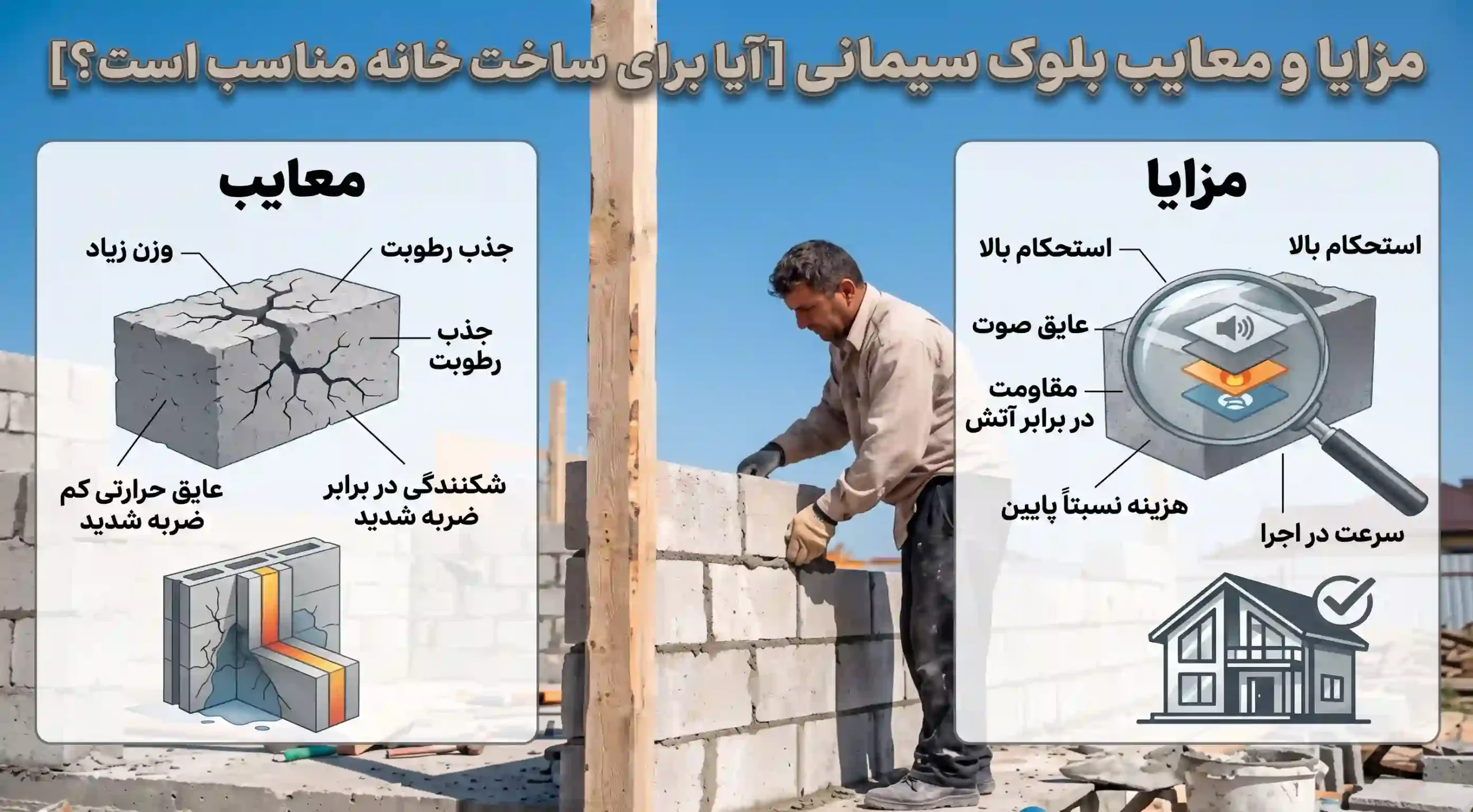 مزایا و معایب بلوک سیمانی [آیا برای ساخت خانه مناسب است؟]